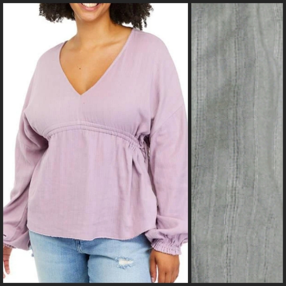NEW! TRUE CRAFT V-Neck Cinched Waist Pullover Blouse Top 3X.